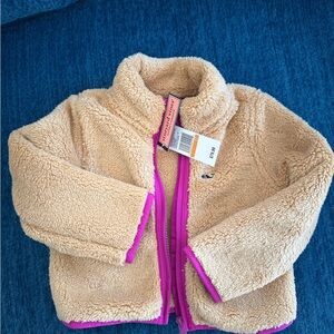 Vineyard vines 3T  Tan Sherpa Jacket with Pink Accents